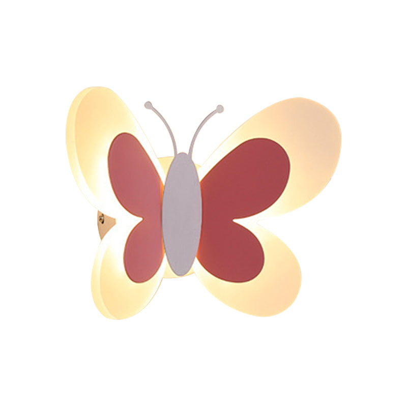 Butterfly LED Sconce Lamp Cartoon Acrylic Pink/White/Blue LED Wall Lighting Fixture in Warm/White Light for Kindergarten Clearhalo 'Modern wall lights' 'Modern' 'Wall Lamps & Sconces' 'Wall Lights' Lighting' 1960751