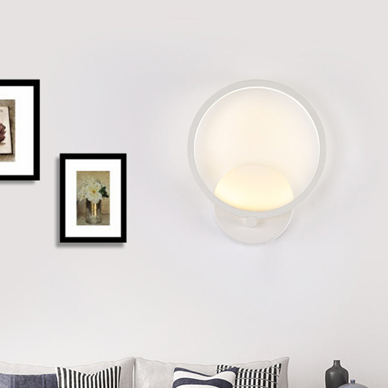 White Circle LED Sconce Light Fixture Minimalist Acrylic Wall Mount Lighting in Warm/White Light for Corridor, 8"/10" W Clearhalo 'Modern wall lights' 'Modern' 'Wall Lamps & Sconces' 'Wall Lights' Lighting' 1960756