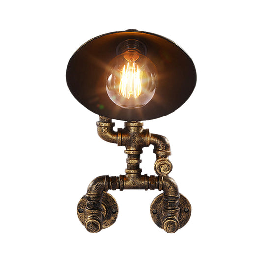 Antique Style Cone Wall Sconce with Robot Design 1 Head Wrought Iron Sconce Lamp in Brass Clearhalo 'Art deco wall lights' 'Cast Iron' 'Glass' 'Industrial wall lights' 'Industrial' 'Middle century wall lights' 'Modern' 'Rustic wall lights' 'Tiffany' 'Traditional wall lights' 'Wall Lamps & Sconces' 'Wall Lights' Lighting' 196082