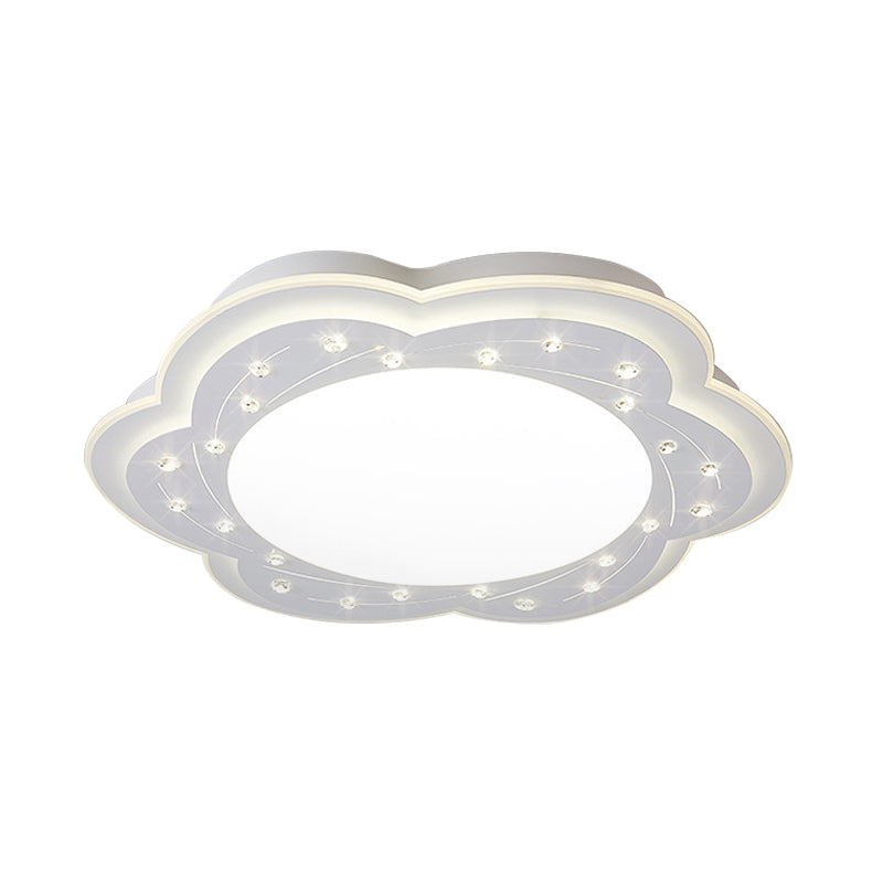 Contemporary White LED Ceiling Lamp Blossom Acrylic Ceiling Mount Light with Crystal Bead for Hallway Clearhalo 'Ceiling Lights' 'Close To Ceiling Lights' 'Close to ceiling' 'Flush mount' Lighting' 196086