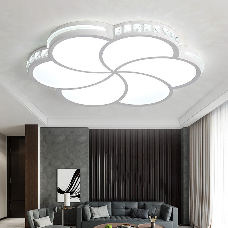 White Flower LED Flush Ceiling Light with Clear Crystal Contemporary Acrylic Ceiling Lamp for Kid Room White Clearhalo 'Ceiling Lights' 'Close To Ceiling Lights' 'Close to ceiling' 'Flush mount' Lighting' 196116