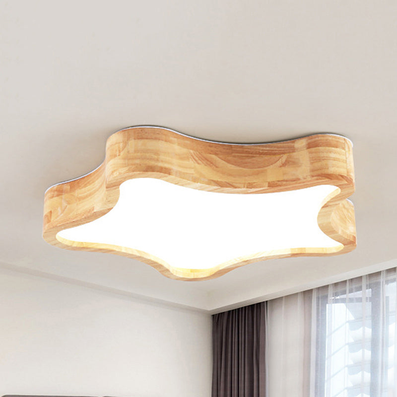 Designer Beige Flush Mount Ceiling Light with Star Wooden for Bedroom Clearhalo 'Ceiling Lights' 'Close To Ceiling Lights' 'Close to ceiling' 'Flush mount' Lighting' 196137