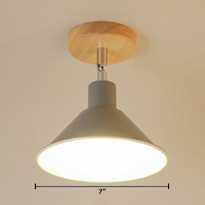 Pink/Orange 1 Head Ceiling Light Contemporary Metal Funnel Shade Semi-Flush Mount Light for Corridor Clearhalo 'Ceiling Lights' 'Close To Ceiling Lights' 'Close to ceiling' 'Semi-flushmount' Lighting' 19613