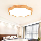 Wood Flower Shape Ceiling Fixture Simple Style Flush Mount Ceiling Light in Beige for Dining Room Wood Clearhalo 'Ceiling Lights' 'Close To Ceiling Lights' 'Close to ceiling' 'Flush mount' Lighting' 196188