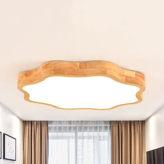 Wood Flower Shape Ceiling Fixture Simple Style Flush Mount Ceiling Light in Beige for Dining Room Clearhalo 'Ceiling Lights' 'Close To Ceiling Lights' 'Close to ceiling' 'Flush mount' Lighting' 196189