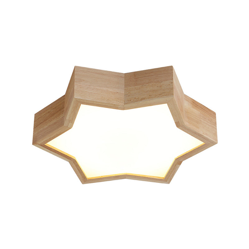 Kid Bedroom Star Shape Ceiling Light Fixture Wooden Simple Style in Beige Flush Mount Ceiling Light Clearhalo 'Ceiling Lights' 'Close To Ceiling Lights' 'Close to ceiling' 'Flush mount' Lighting' 196200