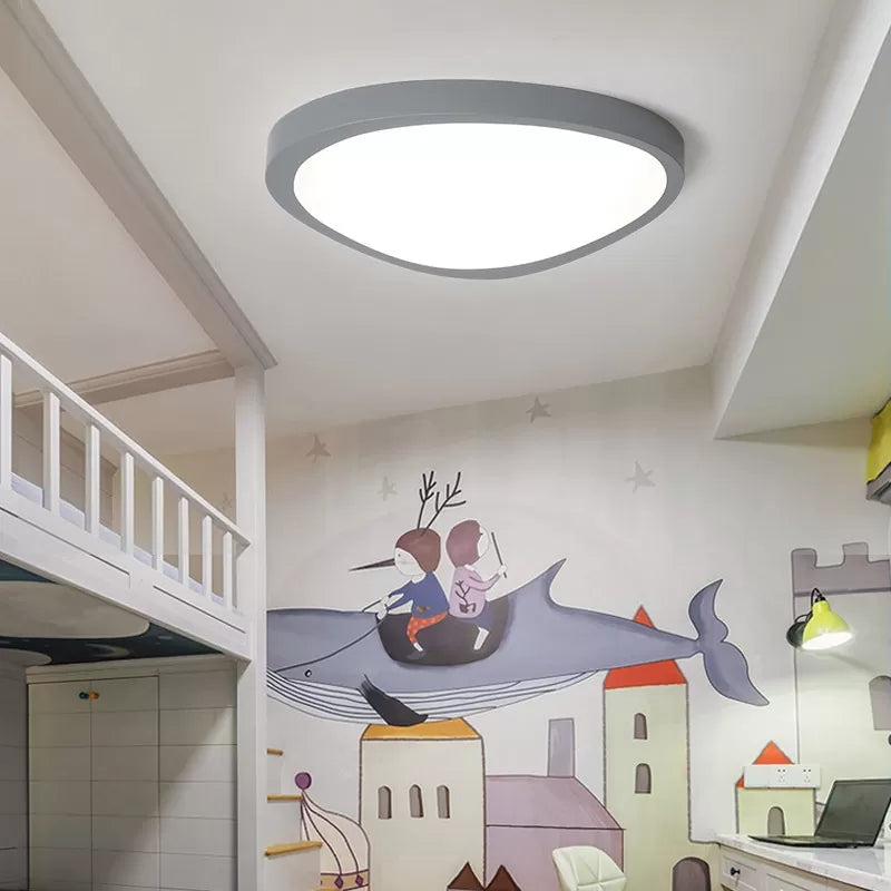 Acrylic Triangle LED Flush Ceiling Light Baby Room Macaron Loft Candy Colored Ceiling Lamp Grey Clearhalo 'Ceiling Lights' 'Close To Ceiling Lights' 'Close to ceiling' 'Flush mount' Lighting' 196211