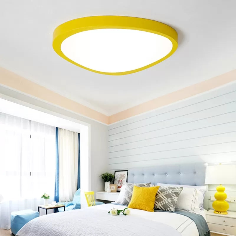 Acrylic Triangle LED Flush Ceiling Light Baby Room Macaron Loft Candy Colored Ceiling Lamp Yellow White Clearhalo 'Ceiling Lights' 'Close To Ceiling Lights' 'Close to ceiling' 'Flush mount' Lighting' 196223