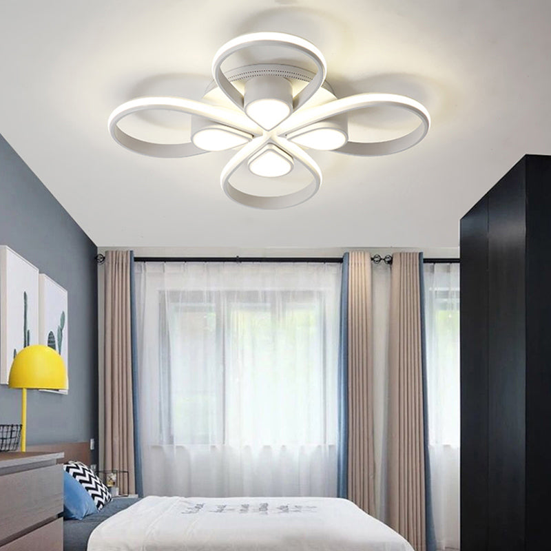 Modern Contemporary in White Flush Mount Ceiling Light with Flower Acrylic Ceiling Light for Living Room 4 White Clearhalo 'Ceiling Lights' 'Close To Ceiling Lights' 'Close to ceiling' 'Semi-flushmount' Lighting' 196255