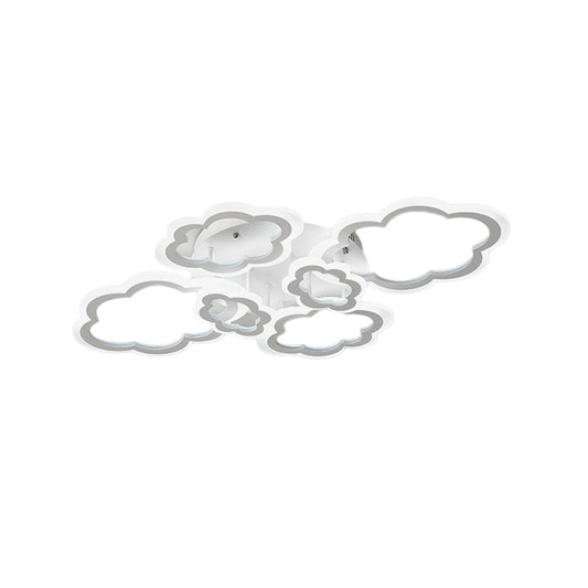 Kid Bedroom Cloud-Themed Ceiling Mounted Lights Acrylic Nordic in White Flush Mount Ceiling Light Clearhalo 'Ceiling Lights' 'Close To Ceiling Lights' 'Close to ceiling' 'Semi-flushmount' Lighting' 196280