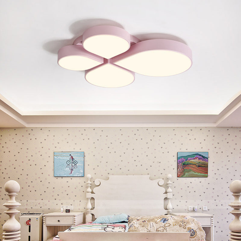 Flat Petal LED Flush Ceiling Light Macaron Style Acrylic Ceiling Fixture for Kindergarten Pink Clearhalo 'Ceiling Lights' 'Close To Ceiling Lights' 'Close to ceiling' 'Semi-flushmount' Lighting' 196283