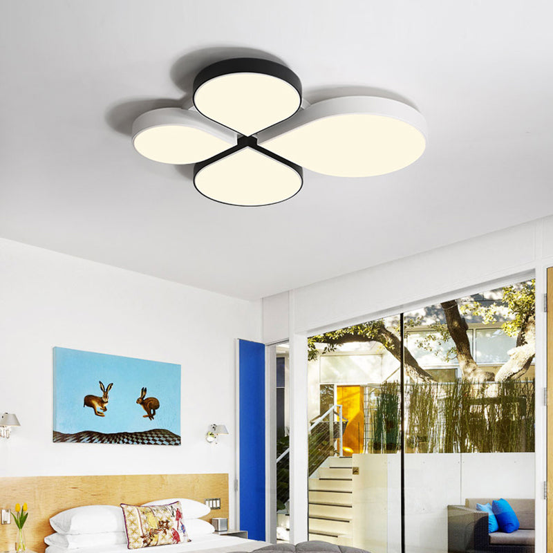 Flat Petal LED Flush Ceiling Light Macaron Style Acrylic Ceiling Fixture for Kindergarten Black-White Clearhalo 'Ceiling Lights' 'Close To Ceiling Lights' 'Close to ceiling' 'Semi-flushmount' Lighting' 196286