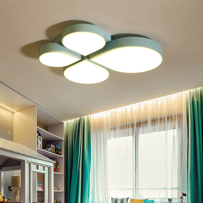 Flat Petal LED Flush Ceiling Light Macaron Style Acrylic Ceiling Fixture for Kindergarten Blue 23.5" Clearhalo 'Ceiling Lights' 'Close To Ceiling Lights' 'Close to ceiling' 'Semi-flushmount' Lighting' 196288