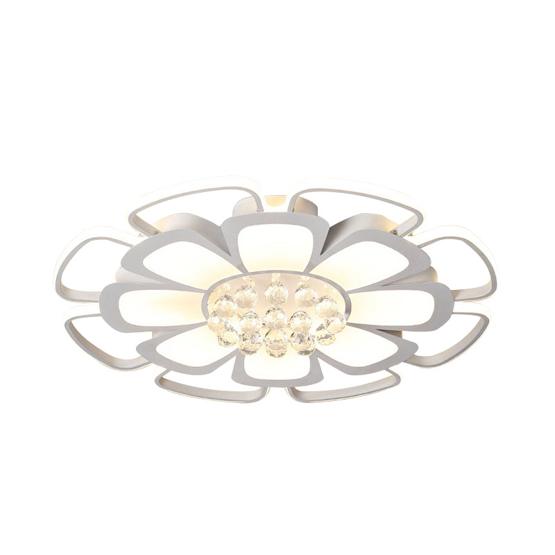 Acrylic Blossom LED Ceiling Mount Light with Crystal Ball Kids Ceiling Lamp in White for Nursing Room Clearhalo 'Ceiling Lights' 'Close To Ceiling Lights' 'Close to ceiling' 'Semi-flushmount' Lighting' 196299