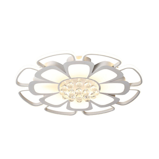 Acrylic Blossom LED Ceiling Mount Light with Crystal Ball Kids Ceiling Lamp in White for Nursing Room Clearhalo 'Ceiling Lights' 'Close To Ceiling Lights' 'Close to ceiling' 'Semi-flushmount' Lighting' 196299