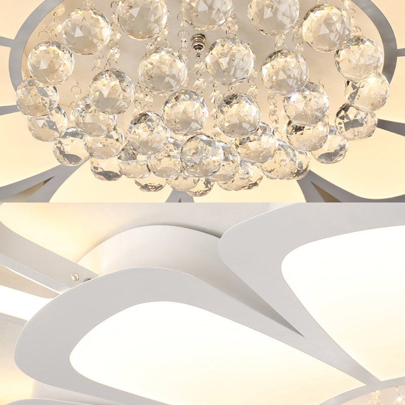 Acrylic Blossom LED Ceiling Mount Light with Crystal Ball Kids Ceiling Lamp in White for Nursing Room Clearhalo 'Ceiling Lights' 'Close To Ceiling Lights' 'Close to ceiling' 'Semi-flushmount' Lighting' 196301