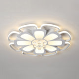 Acrylic Blossom LED Ceiling Mount Light with Crystal Ball Kids Ceiling Lamp in White for Nursing Room White 20.5" Clearhalo 'Ceiling Lights' 'Close To Ceiling Lights' 'Close to ceiling' 'Semi-flushmount' Lighting' 196302