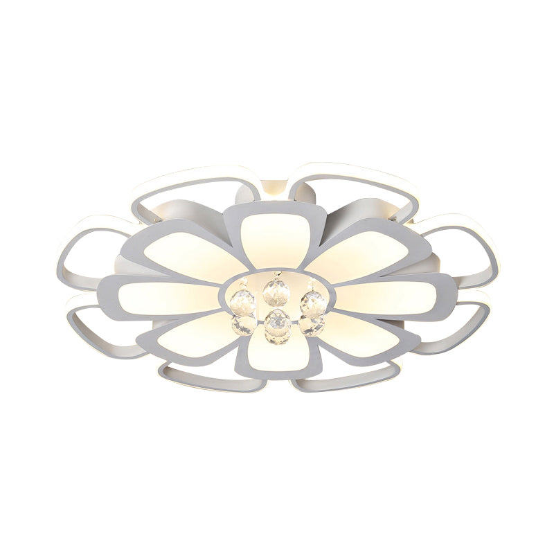 Acrylic Blossom LED Ceiling Mount Light with Crystal Ball Kids Ceiling Lamp in White for Nursing Room Clearhalo 'Ceiling Lights' 'Close To Ceiling Lights' 'Close to ceiling' 'Semi-flushmount' Lighting' 196303