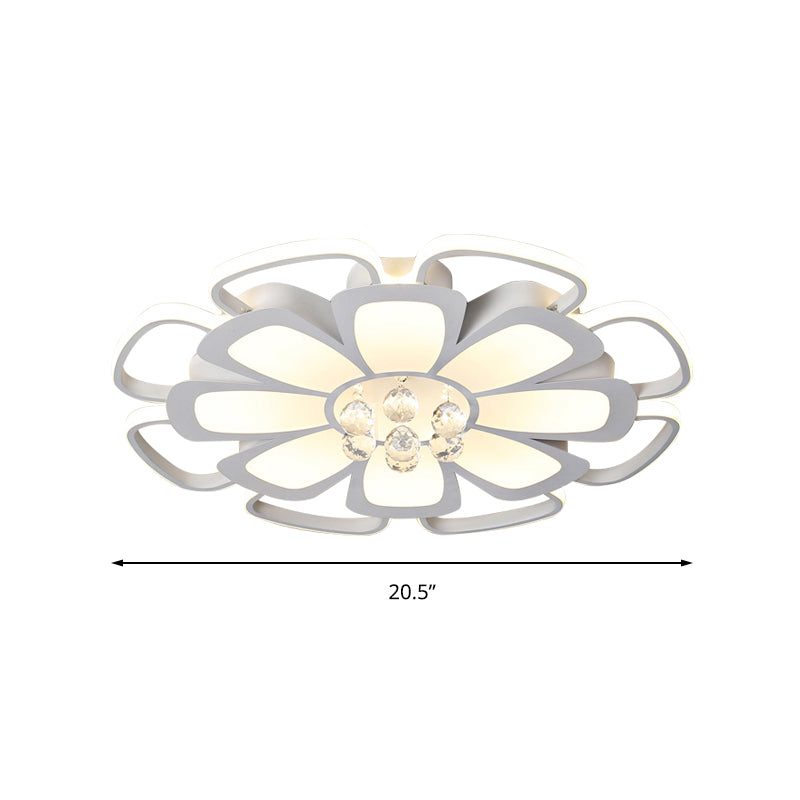 Acrylic Blossom LED Ceiling Mount Light with Crystal Ball Kids Ceiling Lamp in White for Nursing Room Clearhalo 'Ceiling Lights' 'Close To Ceiling Lights' 'Close to ceiling' 'Semi-flushmount' Lighting' 196304