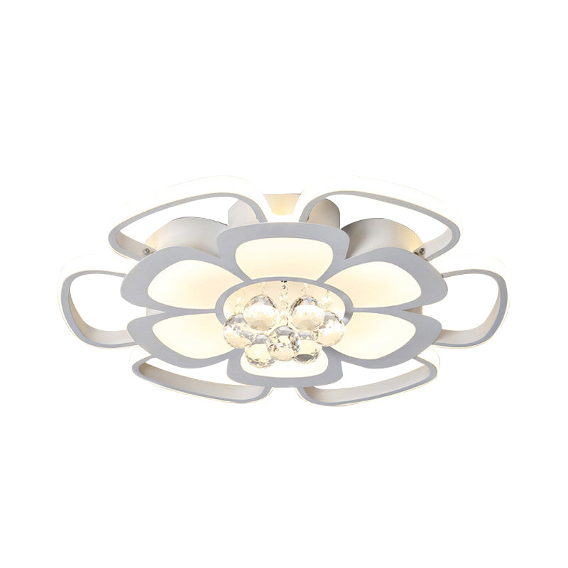 Acrylic Blossom LED Ceiling Mount Light with Crystal Ball Kids Ceiling Lamp in White for Nursing Room Clearhalo 'Ceiling Lights' 'Close To Ceiling Lights' 'Close to ceiling' 'Semi-flushmount' Lighting' 196307