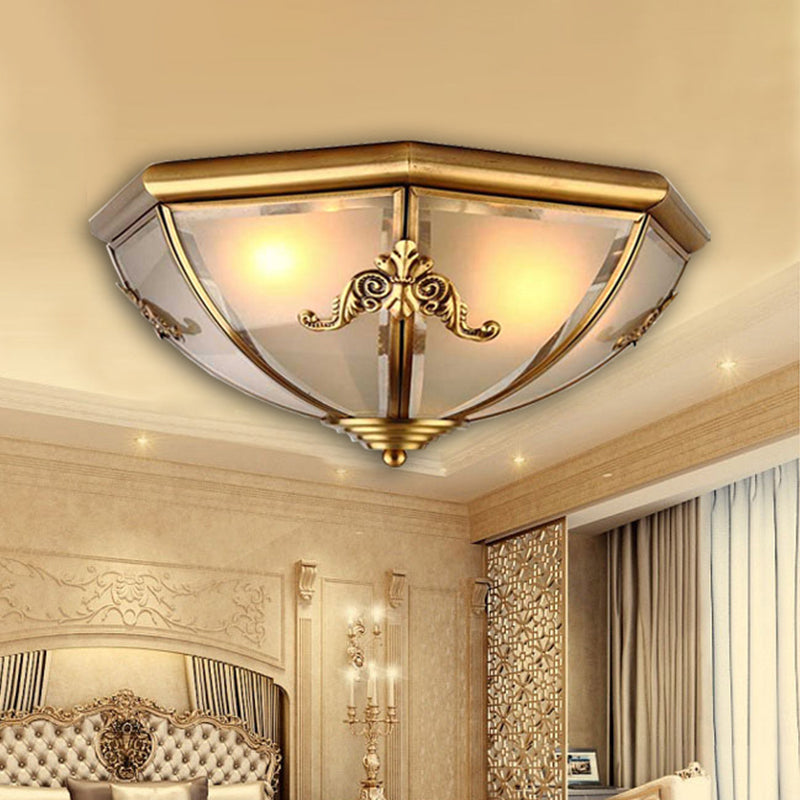 Small/Medium/Large Brass 2/3/6 Lights Flush Mount Classic Opal Glass Bowl Flush Mount Ceiling Light Brass Clearhalo 'Ceiling Lights' 'Close To Ceiling Lights' 'Close to ceiling' 'Flush mount' Lighting' 1963511