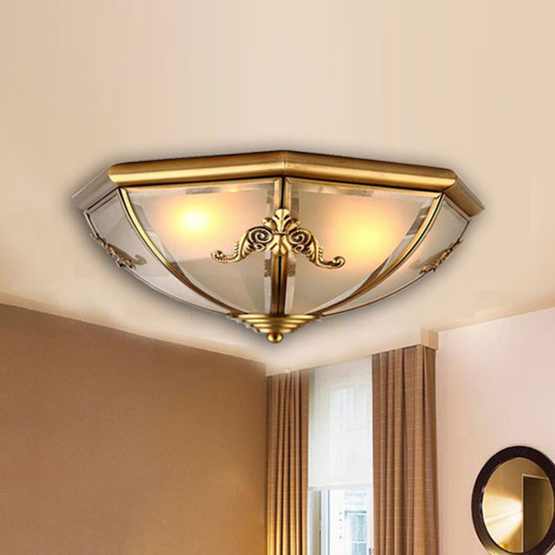 Small/Medium/Large Brass 2/3/6 Lights Flush Mount Classic Opal Glass Bowl Flush Mount Ceiling Light Clearhalo 'Ceiling Lights' 'Close To Ceiling Lights' 'Close to ceiling' 'Flush mount' Lighting' 1963513