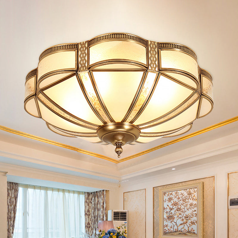 3/4/6 Lights Flush Light Minimalist Dome Frosted Glass Flush Ceiling Light in Brass, Small/Medium/Large Brass Clearhalo 'Ceiling Lights' 'Close To Ceiling Lights' 'Close to ceiling' 'Flush mount' Lighting' 1963537