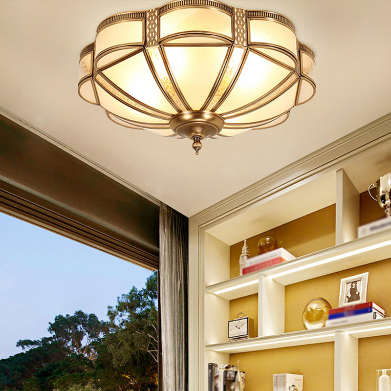 3/4/6 Lights Flush Light Minimalist Dome Frosted Glass Flush Ceiling Light in Brass, Small/Medium/Large Clearhalo 'Ceiling Lights' 'Close To Ceiling Lights' 'Close to ceiling' 'Flush mount' Lighting' 1963538