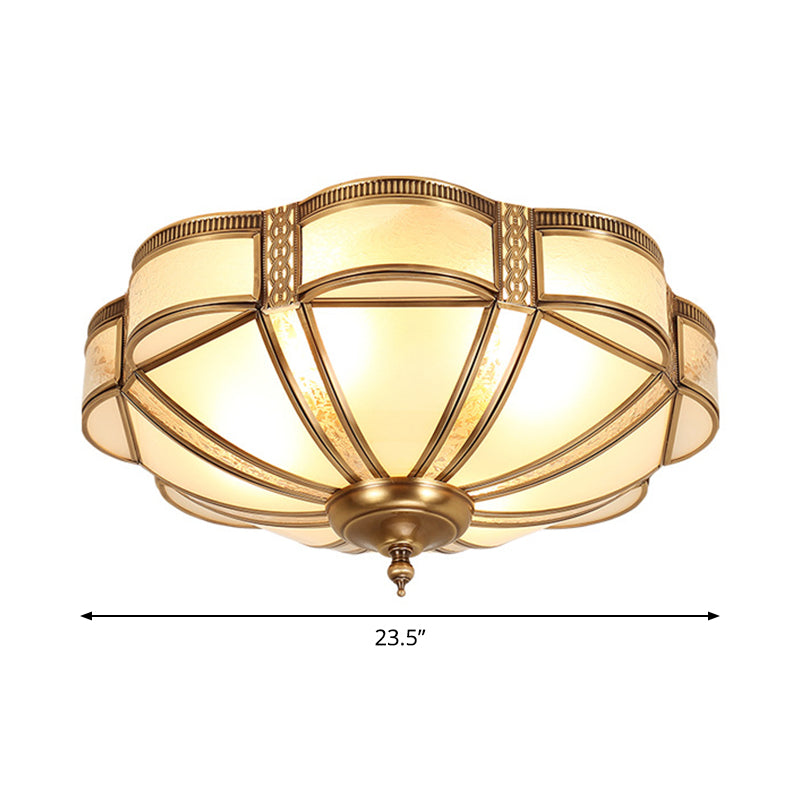 3/4/6 Lights Flush Light Minimalist Dome Frosted Glass Flush Ceiling Light in Brass, Small/Medium/Large Clearhalo 'Ceiling Lights' 'Close To Ceiling Lights' 'Close to ceiling' 'Flush mount' Lighting' 1963543