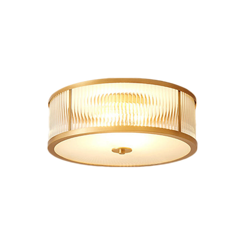 Scalloped/Bowl/Flower Frosted Glass Flush Mount Light Vintage 3 Lights Bedroom Ceiling Light in Brass Clearhalo 'Ceiling Lights' 'Close To Ceiling Lights' 'Close to ceiling' 'Flush mount' Lighting' 1963628