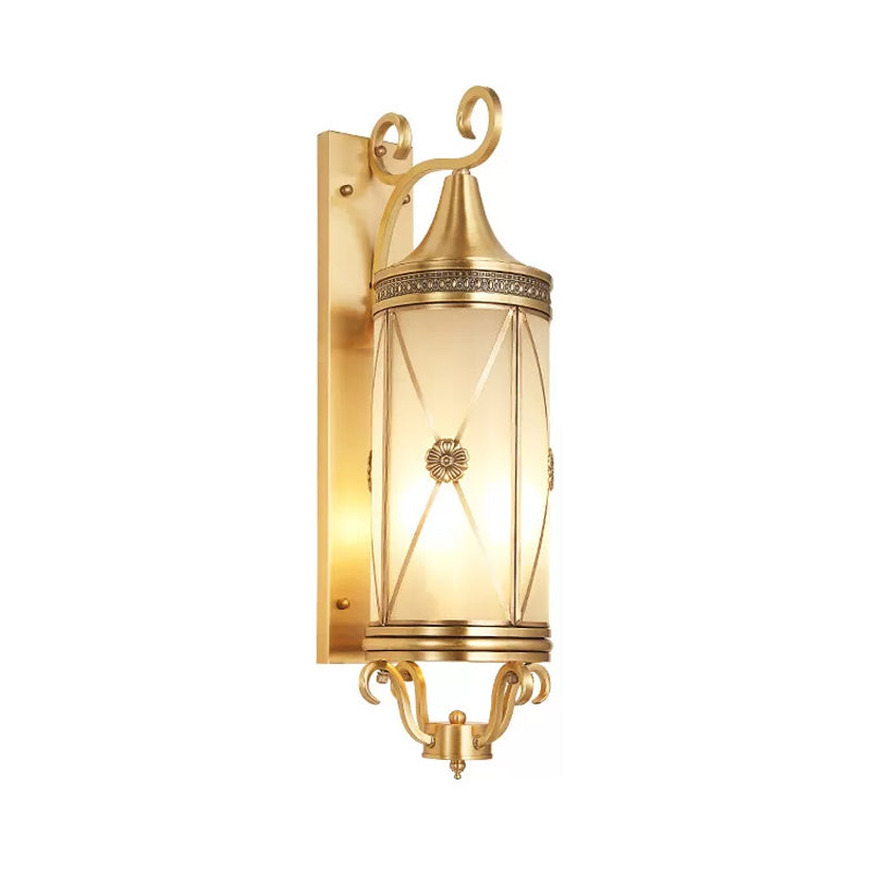 3 Lights Cylindrical Wall Sconce Minimalist Polished Brass/Antique Brass Clear/Frosted Glass Wall Light for Porch Clearhalo 'Wall Lamps & Sconces' 'Wall Lights' Lighting' 1963738