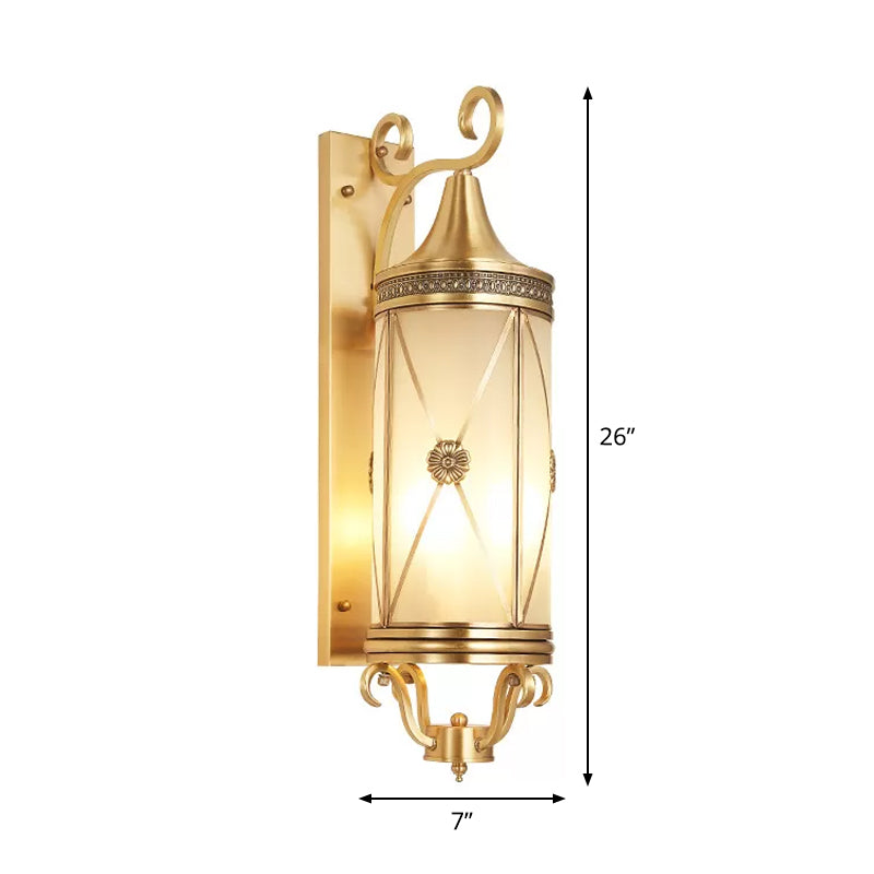 3 Lights Cylindrical Wall Sconce Minimalist Polished Brass/Antique Brass Clear/Frosted Glass Wall Light for Porch Clearhalo 'Wall Lamps & Sconces' 'Wall Lights' Lighting' 1963740