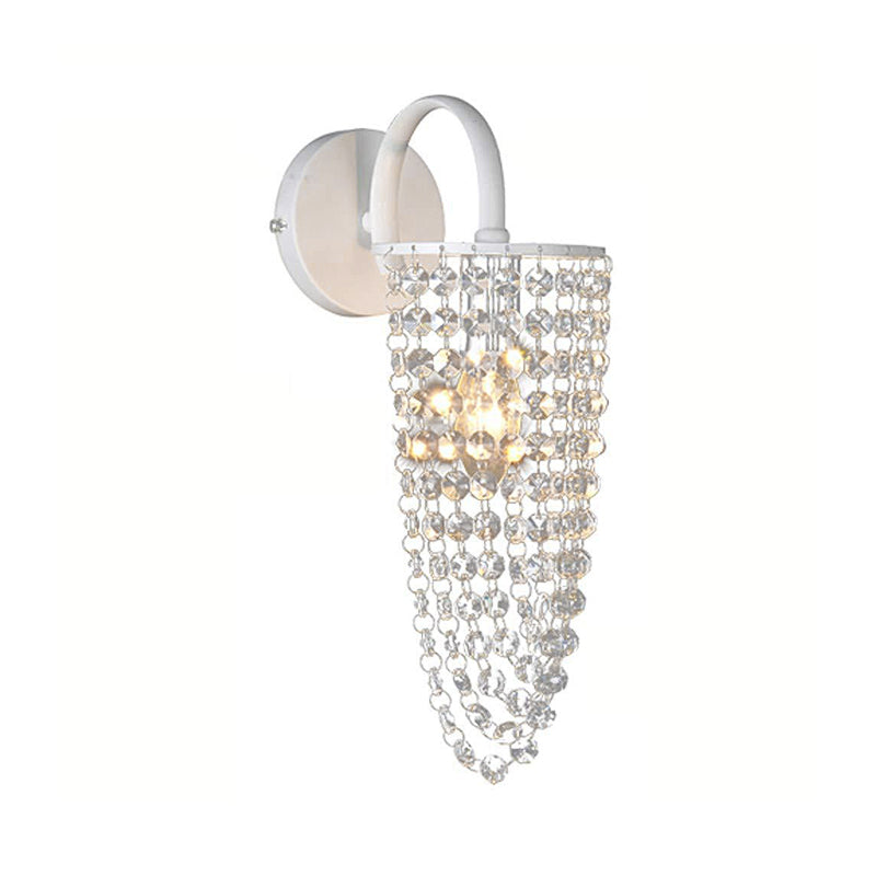 Kids White Wall Light Bare Bulb 1 Head Metal Wall Sconce with Crystal Bead for Hallway Clearhalo 'Wall Lamps & Sconces' 'Wall Lights' Lighting' 196404