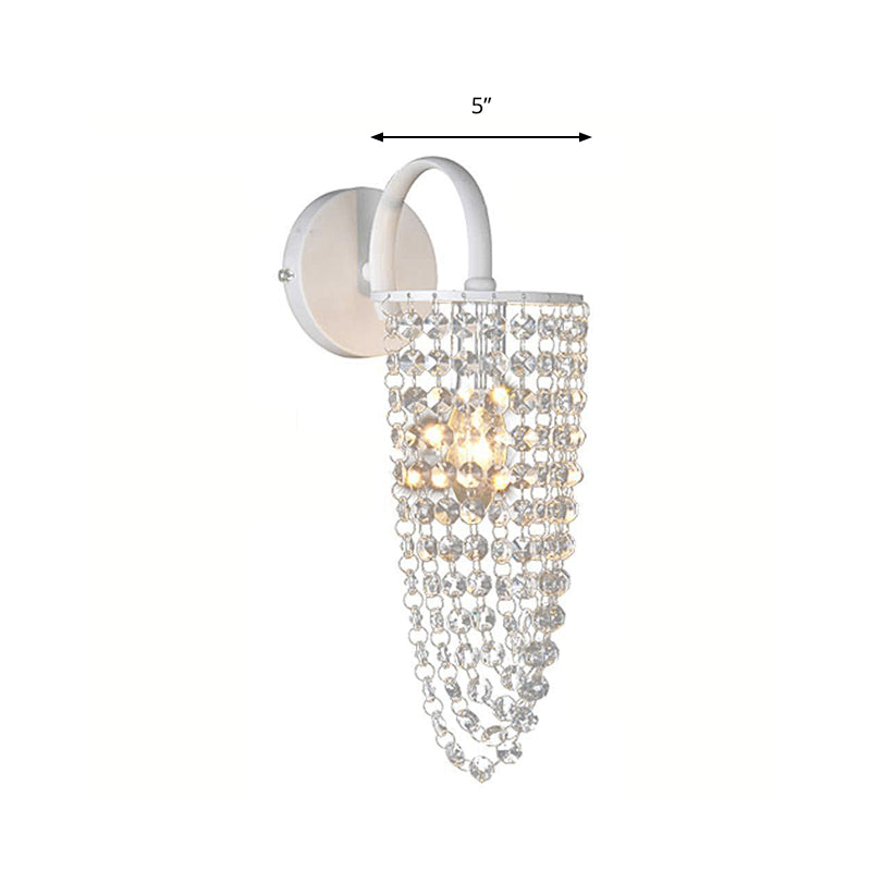 Kids White Wall Light Bare Bulb 1 Head Metal Wall Sconce with Crystal Bead for Hallway Clearhalo 'Wall Lamps & Sconces' 'Wall Lights' Lighting' 196405