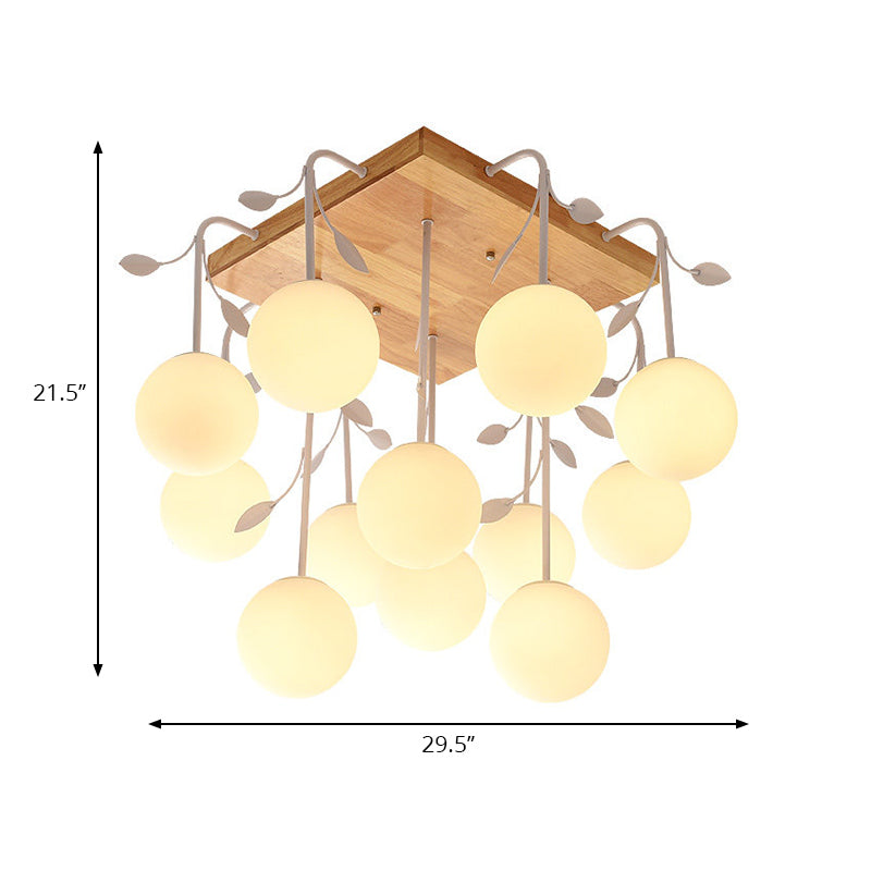 Wood Balloon Flush Mount Light Art Deco Ceiling Light Fixture in Beige for Living Room Clearhalo 'Ceiling Lights' 'Close To Ceiling Lights' 'Close to ceiling' 'Glass shade' 'Glass' 'Pendant Lights' Lighting' 196417