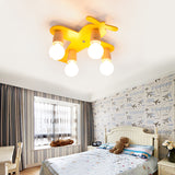 Aircraft Kindergarten Flush Mount Ceiling Light Wooden Modern Contemporary Ceiling Light Yellow Clearhalo 'Ceiling Lights' 'Close To Ceiling Lights' 'Close to ceiling' 'Semi-flushmount' Lighting' 196433