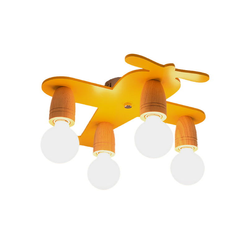 Aircraft Kindergarten Flush Mount Ceiling Light Wooden Modern Contemporary Ceiling Light Clearhalo 'Ceiling Lights' 'Close To Ceiling Lights' 'Close to ceiling' 'Semi-flushmount' Lighting' 196435