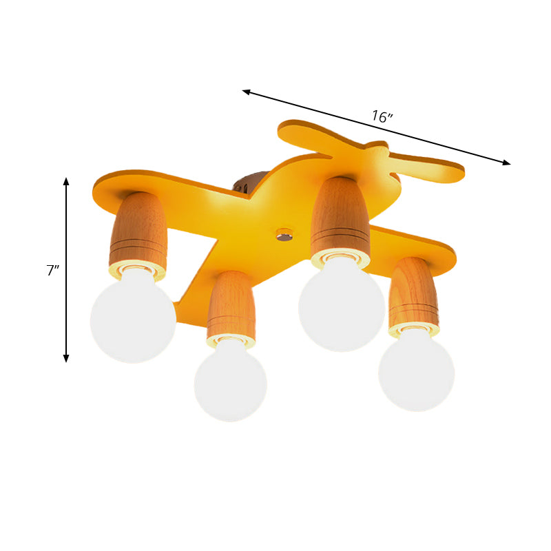 Aircraft Kindergarten Flush Mount Ceiling Light Wooden Modern Contemporary Ceiling Light Clearhalo 'Ceiling Lights' 'Close To Ceiling Lights' 'Close to ceiling' 'Semi-flushmount' Lighting' 196436