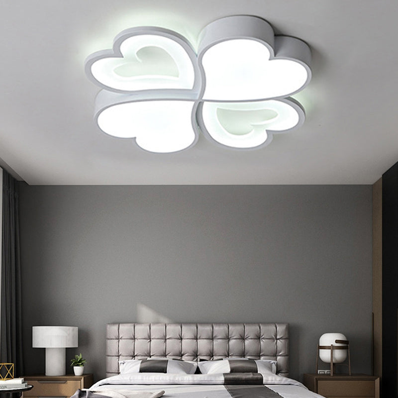 Romantic 4-Heart Ceiling Light Acrylic & Metal LED Ceiling Mount Light in White for Hallway White White Clearhalo 'Ceiling Lights' 'Close To Ceiling Lights' 'Close to ceiling' 'Flush mount' Lighting' 196444