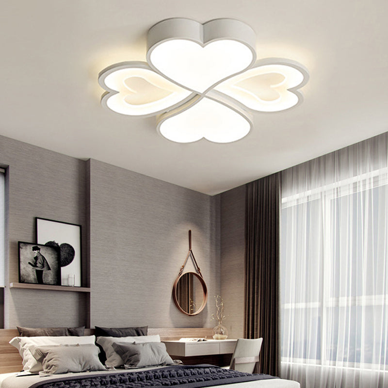 Romantic 4-Heart Ceiling Light Acrylic & Metal LED Ceiling Mount Light in White for Hallway White Warm Clearhalo 'Ceiling Lights' 'Close To Ceiling Lights' 'Close to ceiling' 'Flush mount' Lighting' 196445