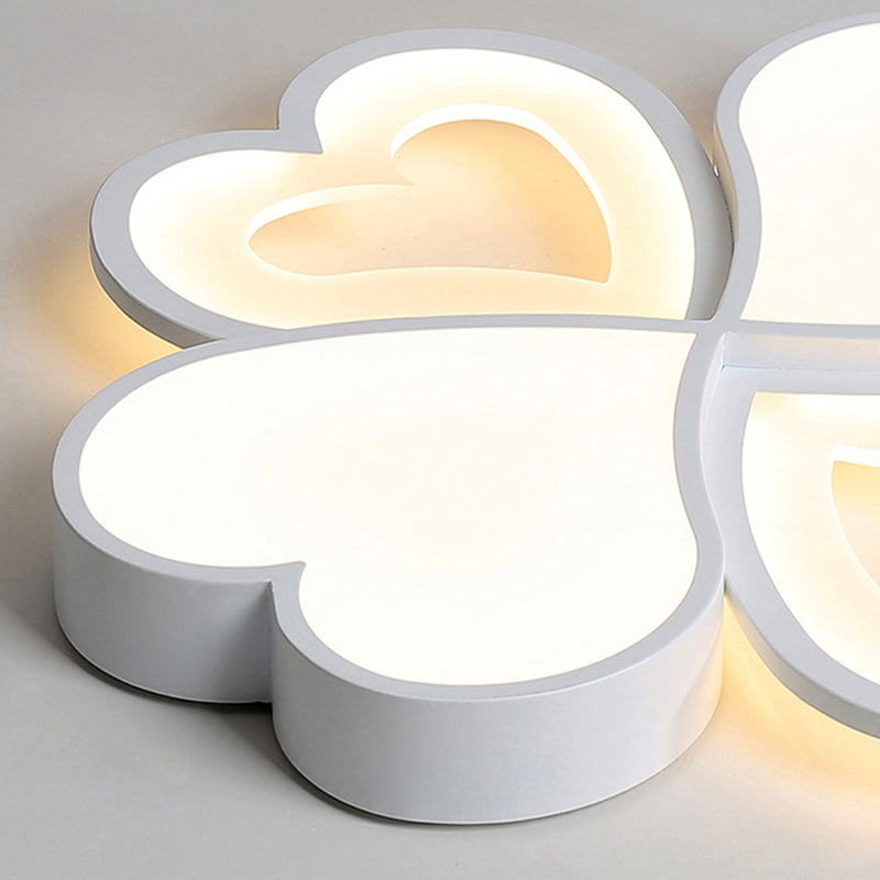 Romantic 4-Heart Ceiling Light Acrylic & Metal LED Ceiling Mount Light in White for Hallway Clearhalo 'Ceiling Lights' 'Close To Ceiling Lights' 'Close to ceiling' 'Flush mount' Lighting' 196449