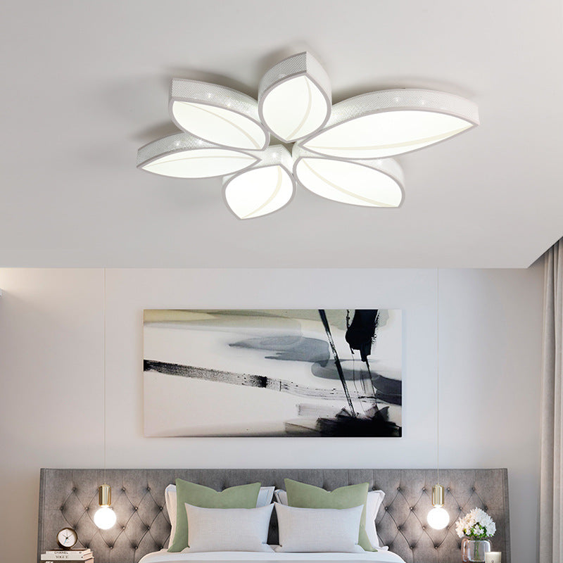 Stunning Flower LED Ceiling Light with Crystal Deco Acrylic White Flushmount Light for Bedroom White White Clearhalo 'Ceiling Lights' 'Close To Ceiling Lights' 'Close to ceiling' 'Flush mount' Lighting' 196459