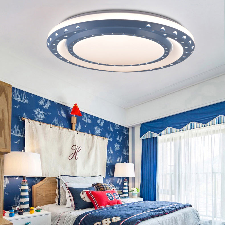 Acrylic Round LED Flush Ceiling Lights Art Deco Flush Mount Ceiling Light for Nursing Room Blue Clearhalo 'Ceiling Lights' 'Close To Ceiling Lights' 'Close to ceiling' 'Flush mount' Lighting' 196488