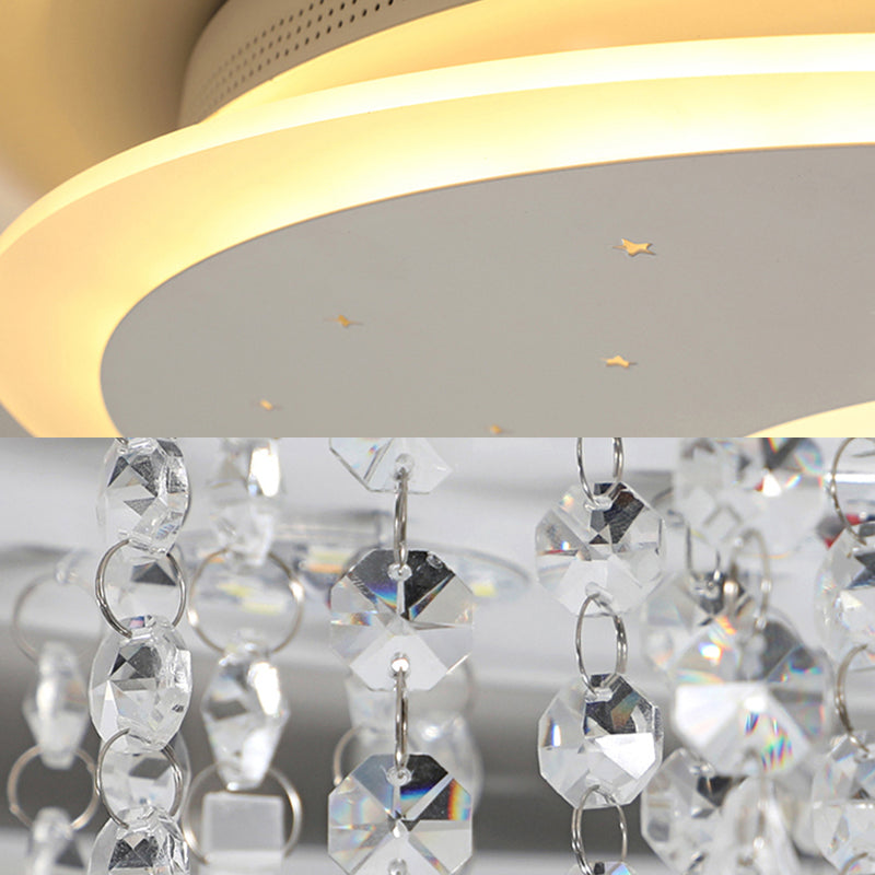 White Crescent LED Flushmount Light with Crystal Deco Modern Acrylic Ceiling Lamp for Kid Bedroom Clearhalo 'Ceiling Lights' 'Close To Ceiling Lights' 'Close to ceiling' 'Flush mount' Lighting' 196519