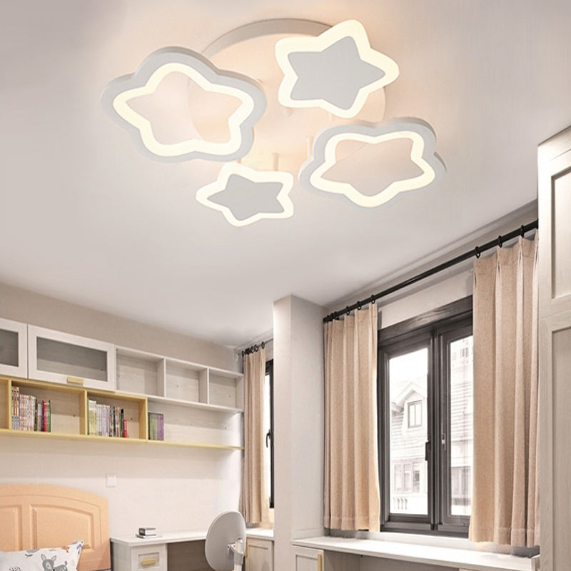 White 4-Blossom Flushmount Light Fixture Kids Acrylic LED Ceiling Lamp for Baby Girls Bedroom White Warm Clearhalo 'Ceiling Lights' 'Close To Ceiling Lights' 'Close to ceiling' 'Flush mount' Lighting' 196610