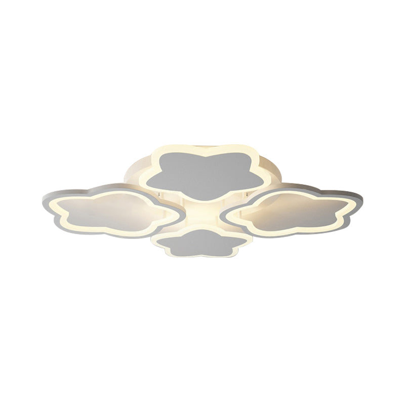 White 4-Blossom Flushmount Light Fixture Kids Acrylic LED Ceiling Lamp for Baby Girls Bedroom Clearhalo 'Ceiling Lights' 'Close To Ceiling Lights' 'Close to ceiling' 'Flush mount' Lighting' 196612