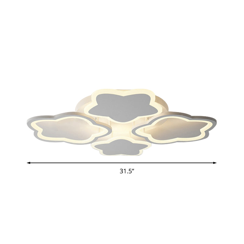 White 4-Blossom Flushmount Light Fixture Kids Acrylic LED Ceiling Lamp for Baby Girls Bedroom Clearhalo 'Ceiling Lights' 'Close To Ceiling Lights' 'Close to ceiling' 'Flush mount' Lighting' 196614