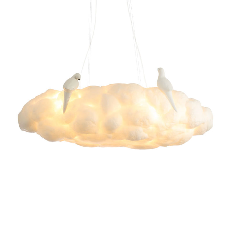 Floating Cloud Kindergarten Chandelier with Bird Cotton Contemporary Hanging Light in White Clearhalo 'Ceiling Lights' 'Chandeliers' Lighting' options 196633
