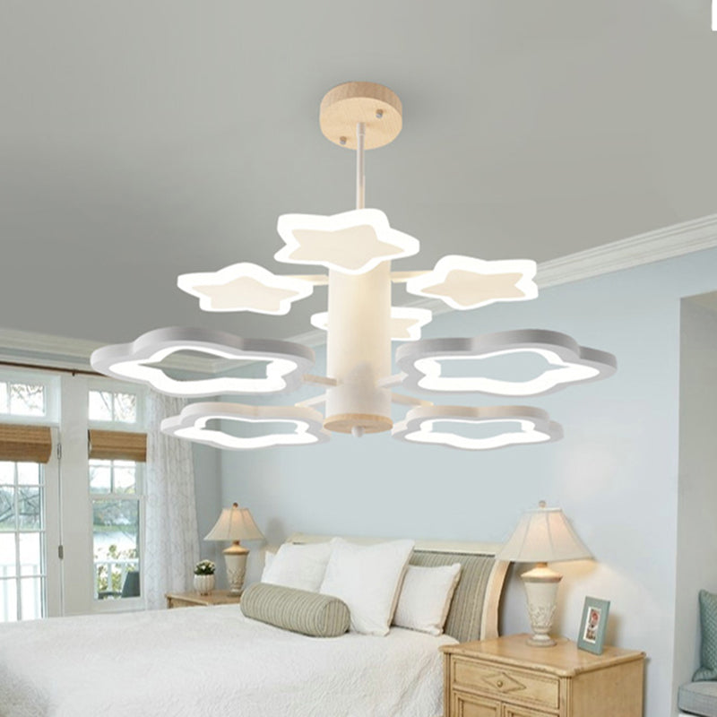 Acrylic Star Chandelier Child Bedroom 8 Heads Cartoon Suspension Light in White Clearhalo 'Ceiling Lights' 'Chandeliers' Lighting' options 196638
