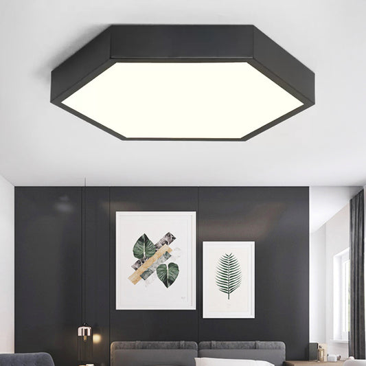 Nordic Stylish Monochrome Ceiling Light Hexagon LED Flush Mount Light for Porch Black Clearhalo 'Ceiling Lights' 'Close To Ceiling Lights' 'Close to ceiling' 'Flush mount' Lighting' 196645